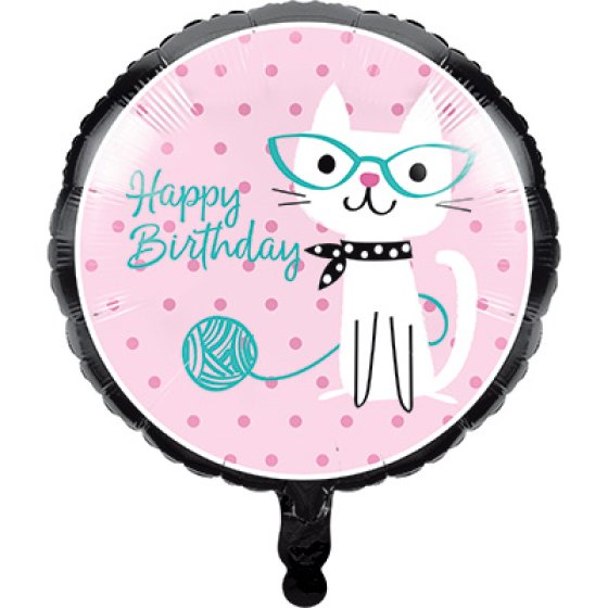 Purrfect Party Happy Birthday Cat Foil Balloon