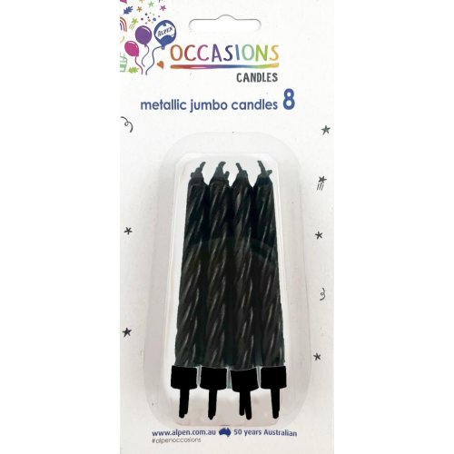 Jumbo Black Twist Candles In Holders