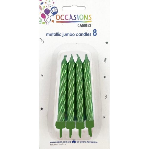 Jumbo Green Twist Candles In Holders