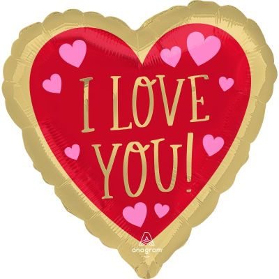 Love You Red and Gold Foil Balloon