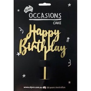 Gold Acrylic Happy Birthday Cake Topper