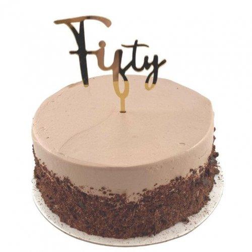 Gold Acrylic Fifty Cake Topper - Party Affair