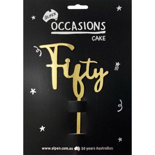Gold Acrylic Fifty Cake Topper - Party Affair