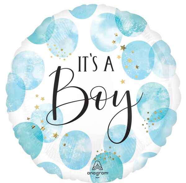 Baby Boy Blue Watercolor Foil Balloon - Party Affair