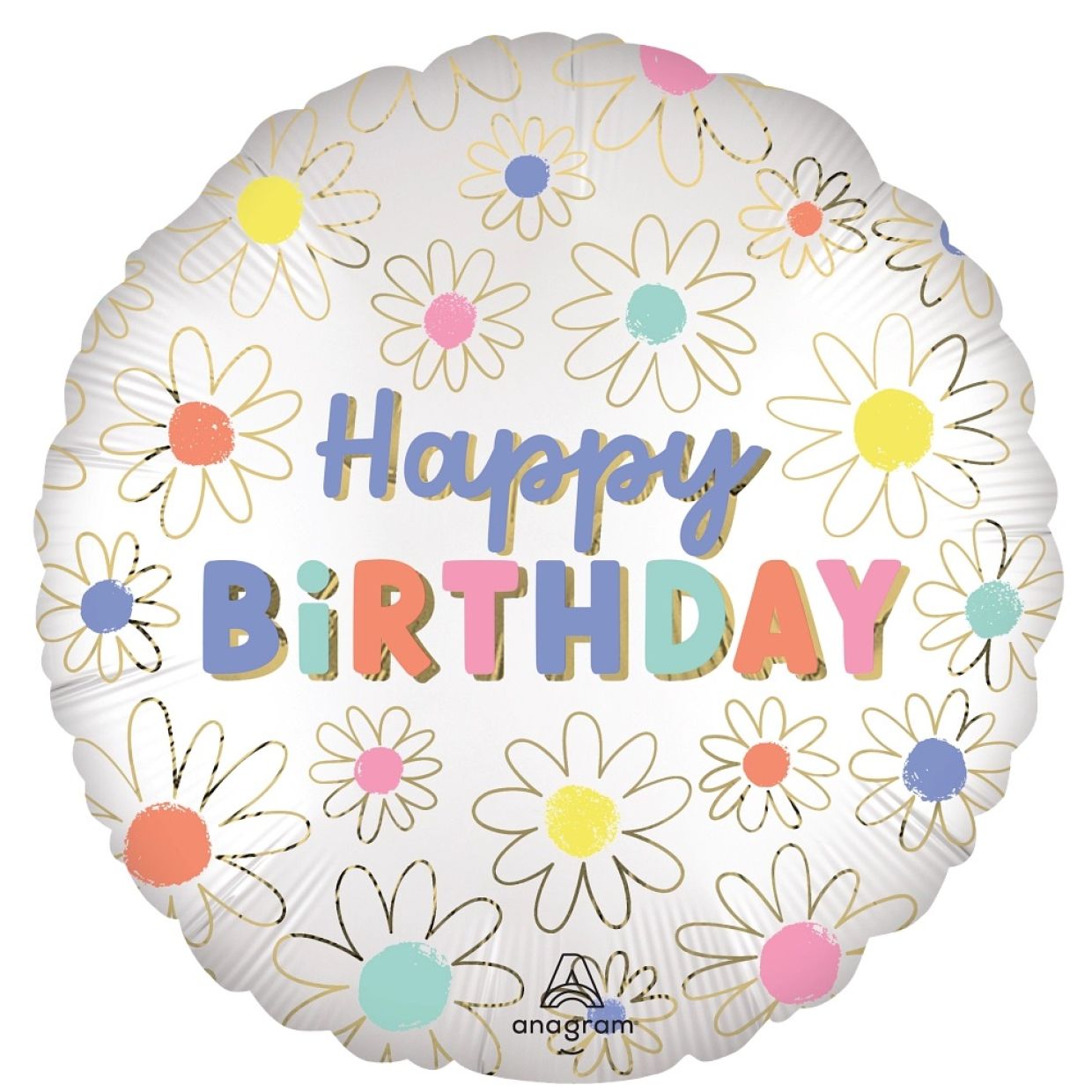 Satin Daisies Happy Birthday Foil Balloon