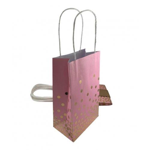 Eco-Friendly Pink With Gold Dots Paper Party Bags - Party Affair