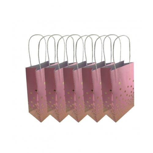 Eco-Friendly Pink With Gold Dots Paper Party Bags - Party Affair