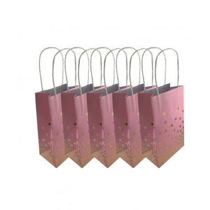 Eco-Friendly Pink With Gold Dots Paper Party Bags