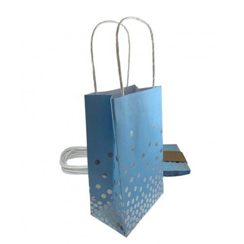 Eco-Friendly Blue With Silver Dots Paper Party Bags - Party Affair