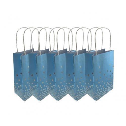 Eco-Friendly Blue With Silver Dots Paper Party Bags - Party Affair