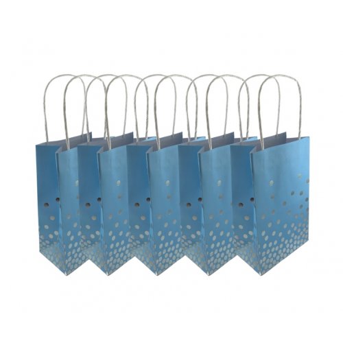 Eco-Friendly Blue With Silver Dots Paper Party Bags
