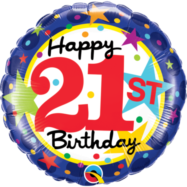 21st Birthday Stars Foil Balloon