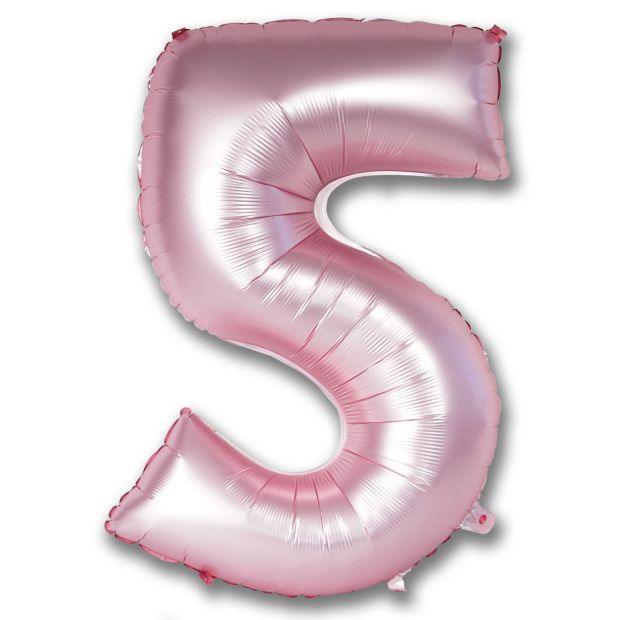 Chrome Light Pink Number 5 Five 102cm Foil Balloon - Party Affair