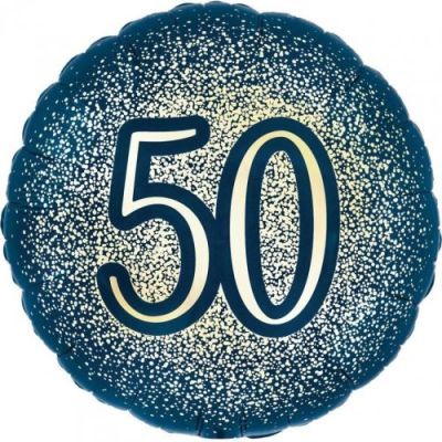 Navy Gold 50th Foil Balloon