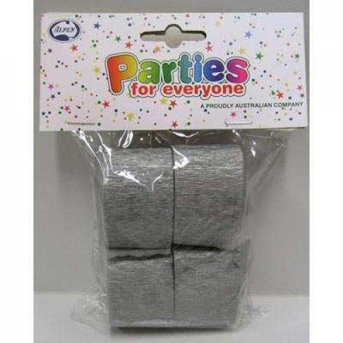 Metallic Silver Crepe Paper Streamer - Pack of 4 - Party Affair