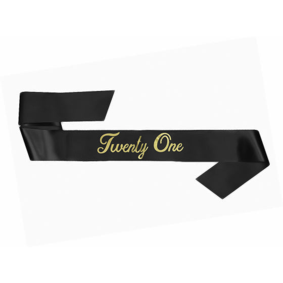 21st Birthday Sash Black - Party Affair