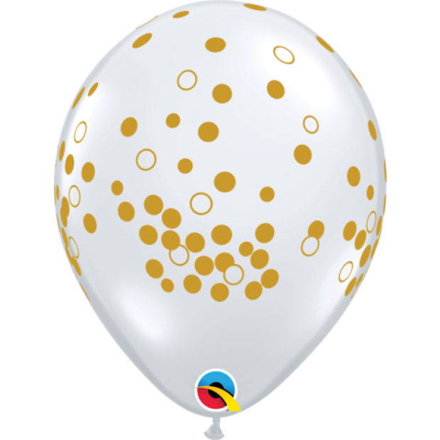 Clear With Gold Confetti Dot Latex Balloon