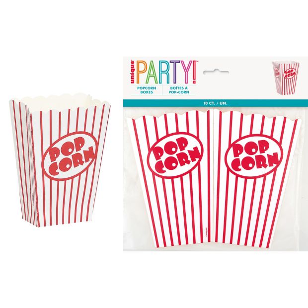 Red Striped Popcorn Favour Boxes