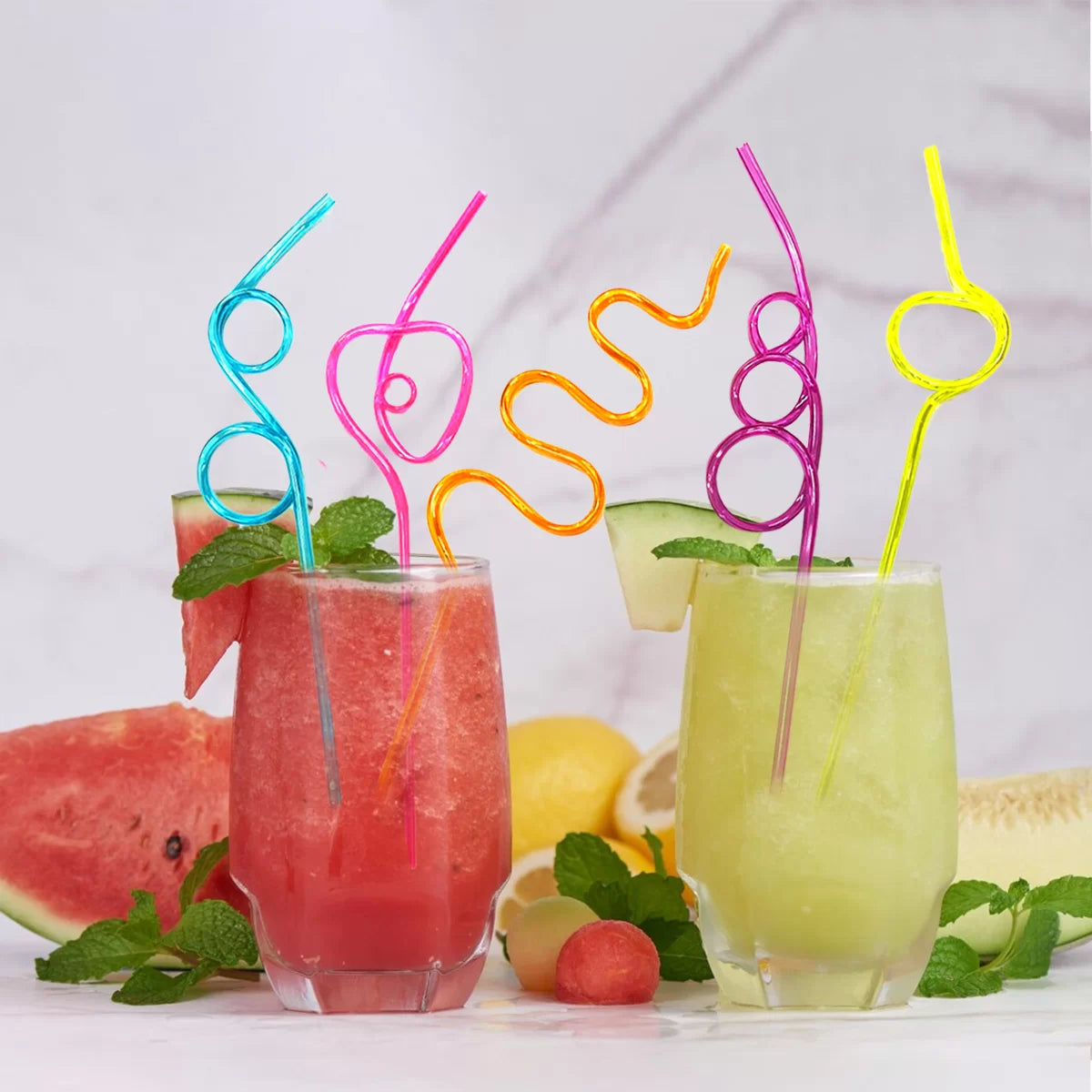 Plastic Curly Straws Pk 5 - Party Affair
