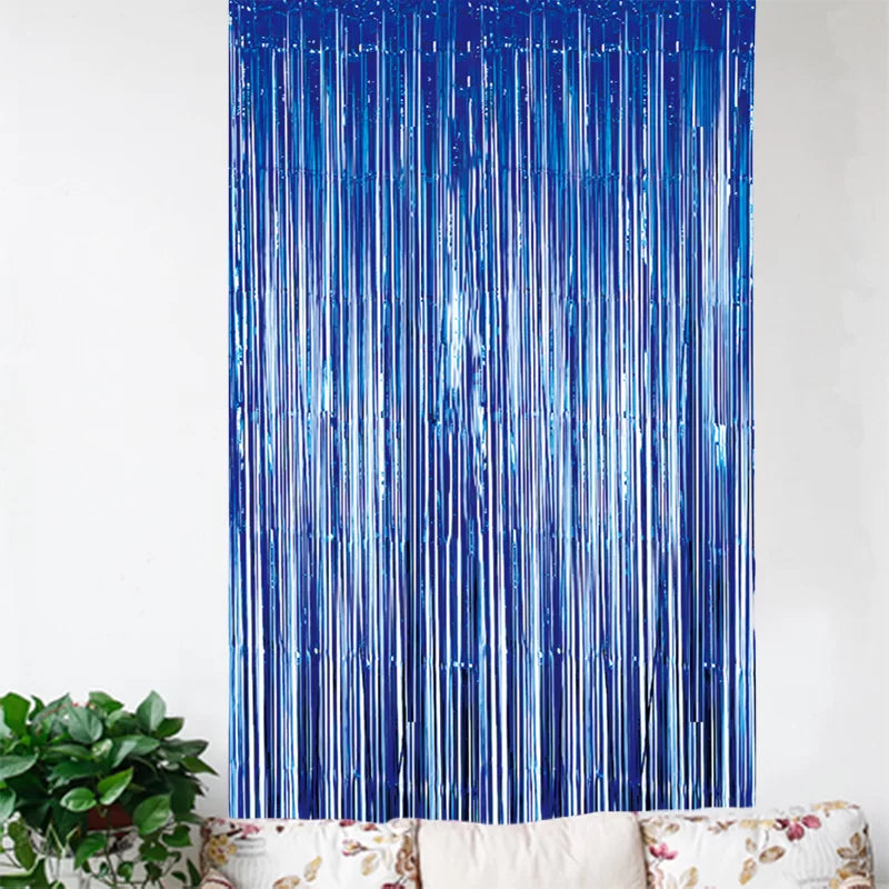 Metallic Dark Blue Foil Curtain