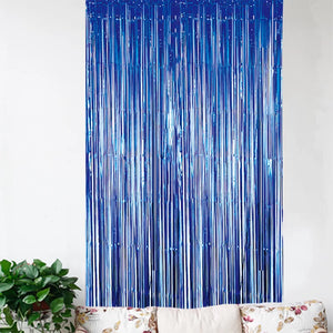 Metallic Dark Blue Foil Curtain