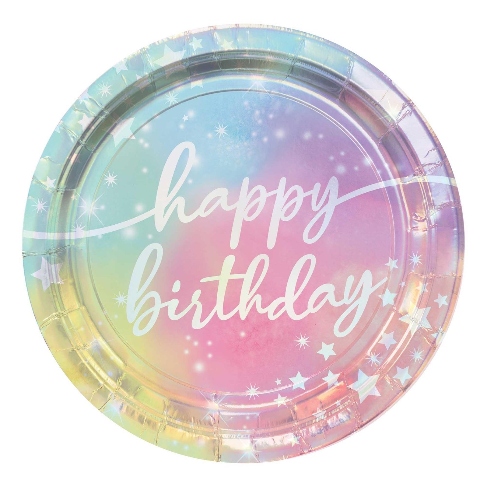 Luminous Iridescent Happy Birthday Dinner Plates - Party Affair