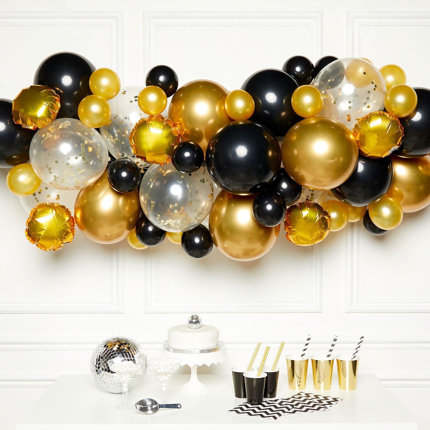 Black, Gold & Silver DIY Balloon Garland Kit - Party Affair