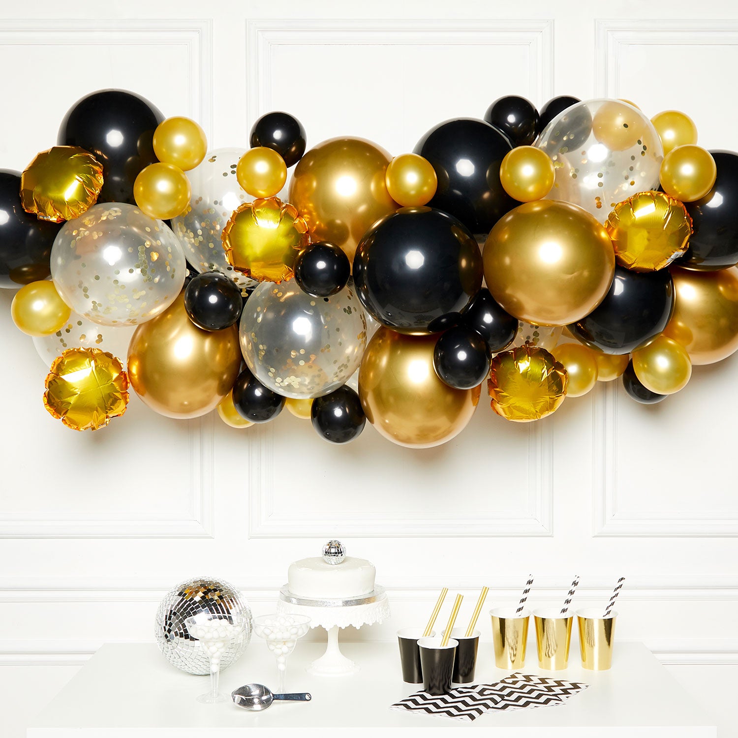 Black, Gold & Silver DIY Balloon Garland Kit