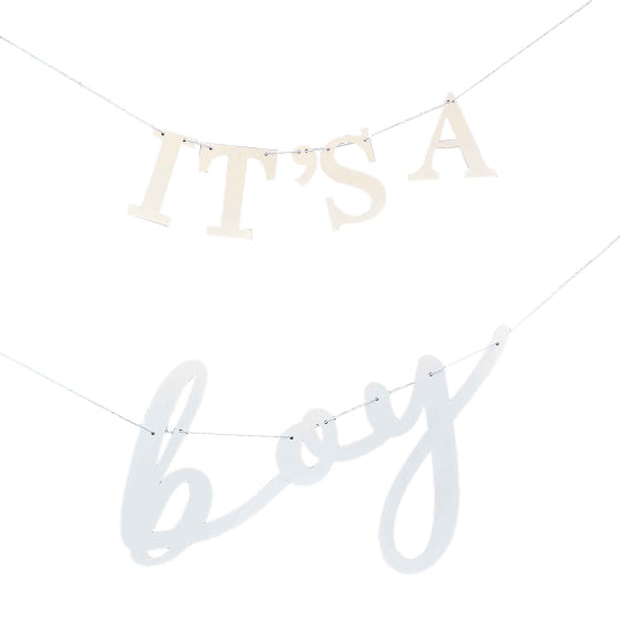 Hello Baby Bunting It's A Boy White & Blue - Party Affair
