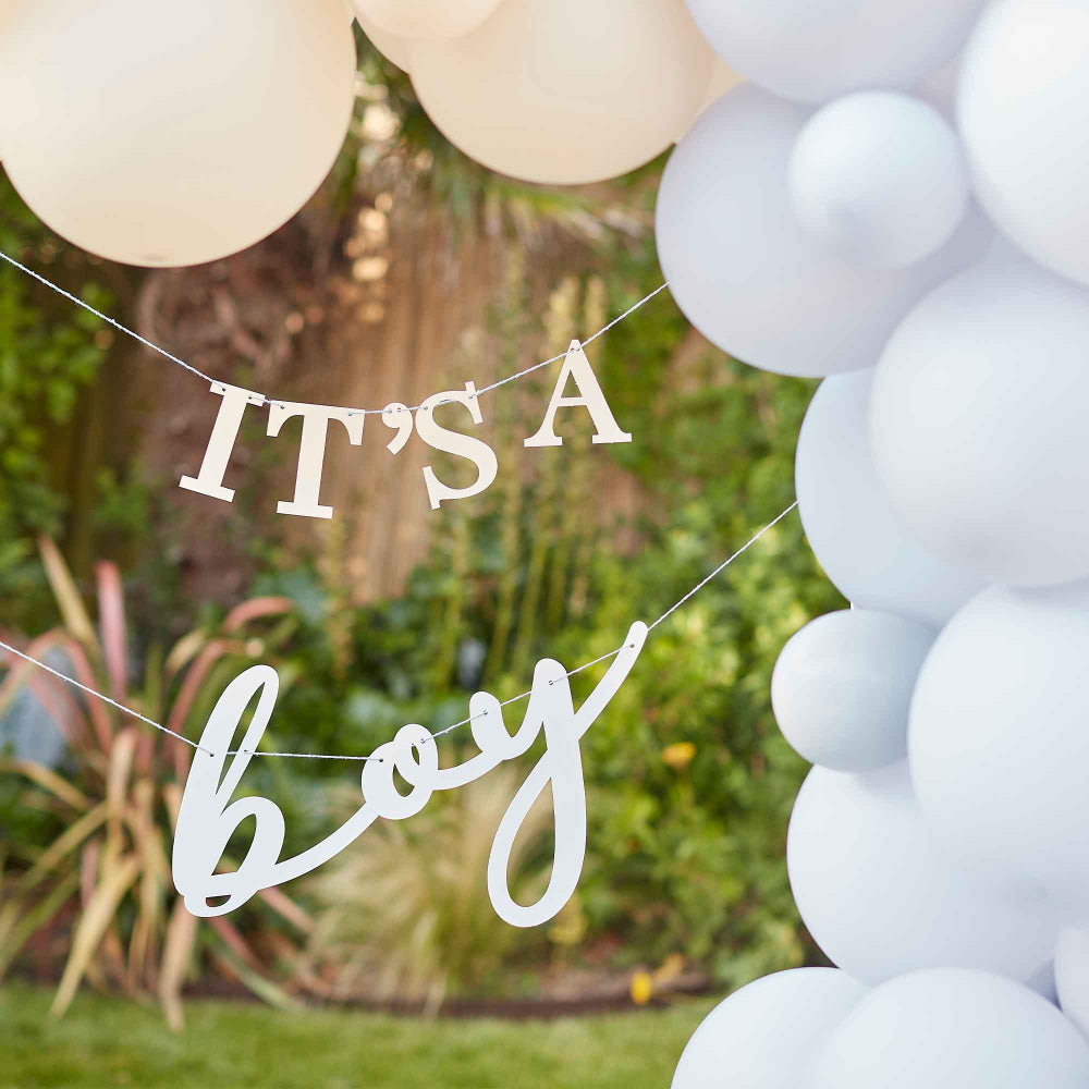 Hello Baby Bunting It's A Boy White & Blue - Party Affair