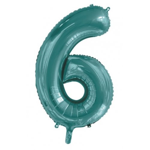 Teal Number 6 86cm Foil Balloon - Party Affair