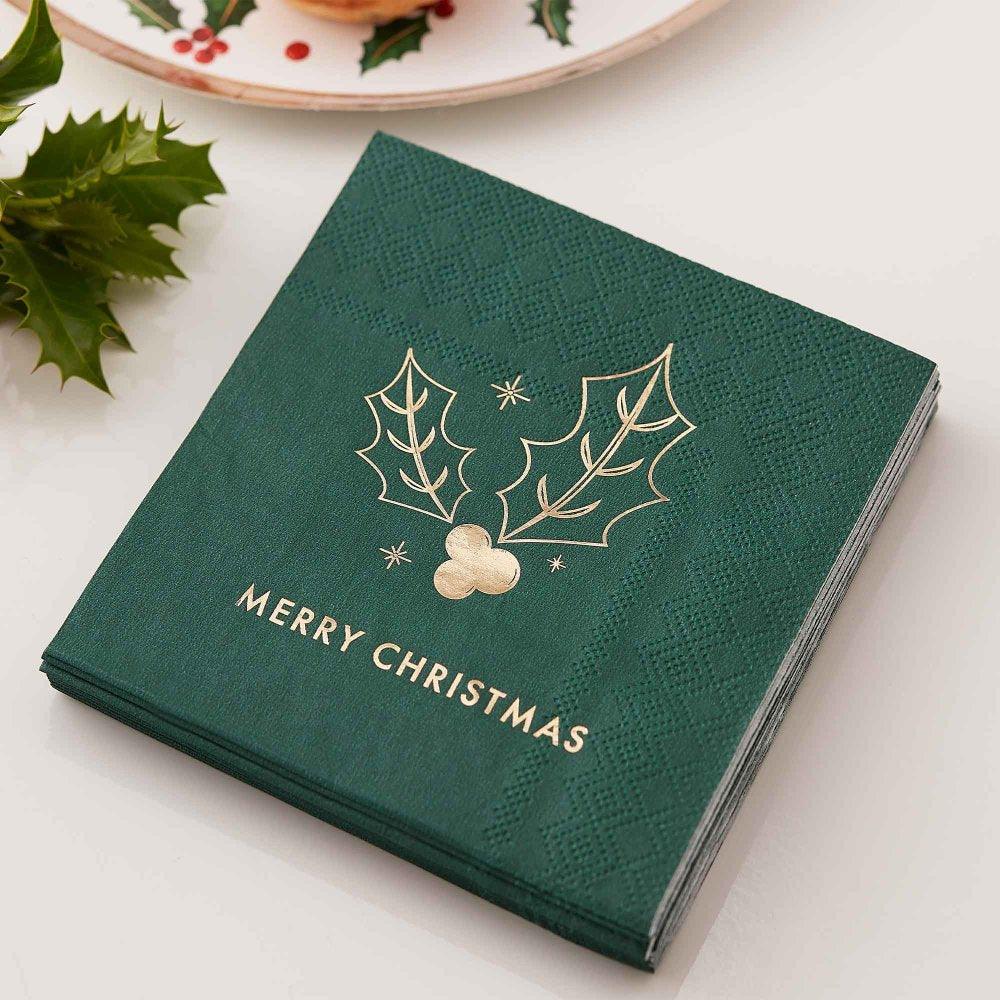 Gold Foiled Merry Christmas Cocktail Napkins - Party Affair