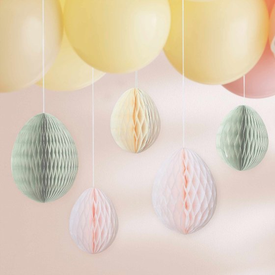 Pastel Honeycomb Hanging Easter Egg Decorations - Party Affair