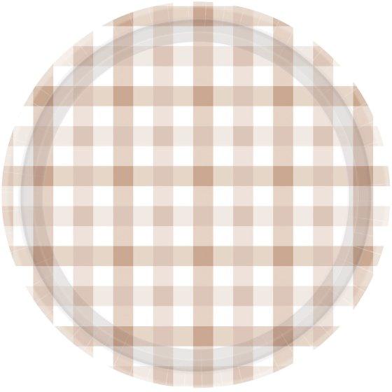 White Sand Gingham Dinner Plates - Party Affair