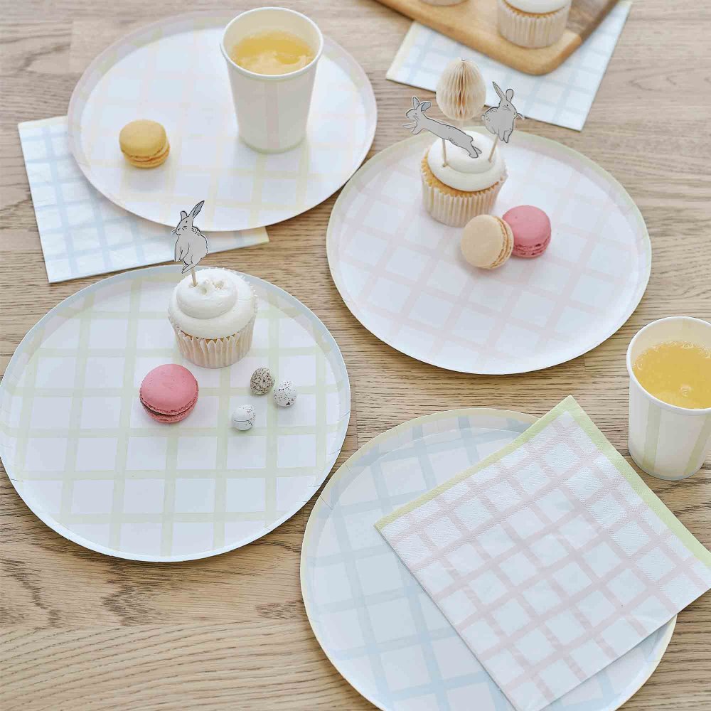 Multicoloured Gingham Paper Lunch Napkins