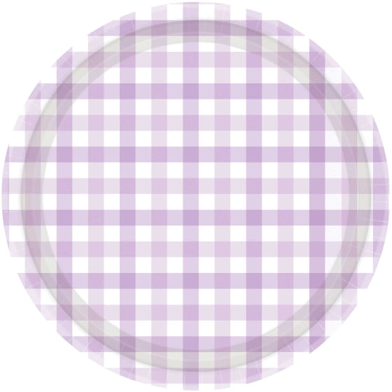 Pastel Purple Gingham Dinner Plates - Party Affair