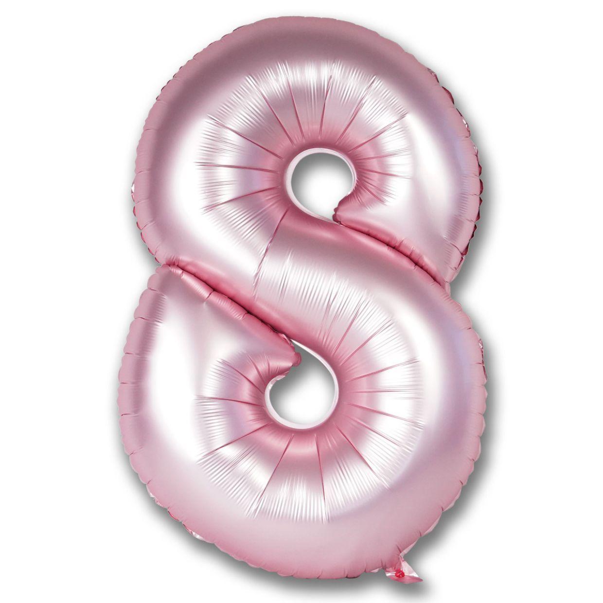 Large Numeral 8 Chrome Light Pink Foil Balloon - Party Affair