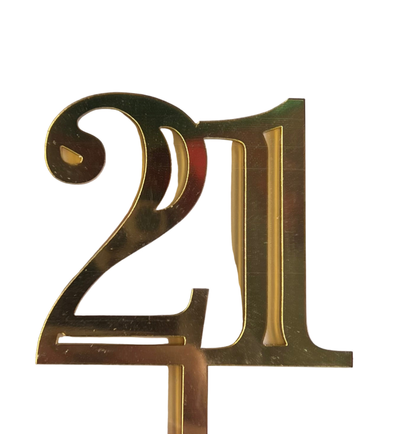 21 Gold Mirrored Acrylic Cake Topper