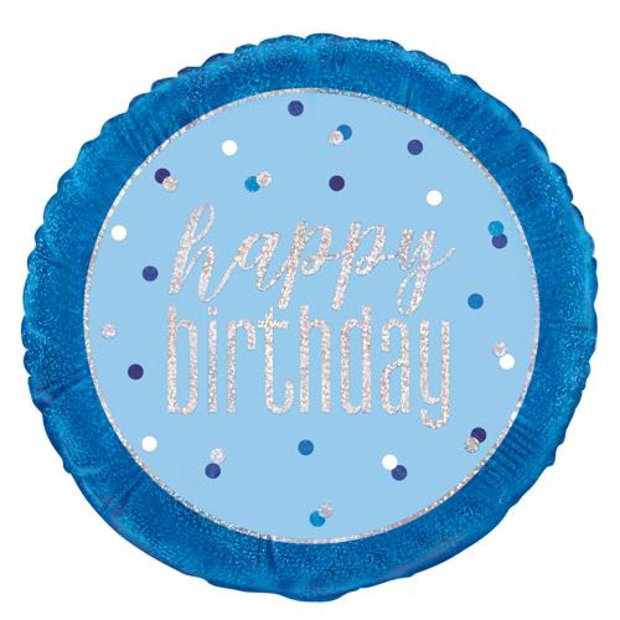 Prismatic Happy Birthday Blue & Silver Foil Balloon - Party Affair