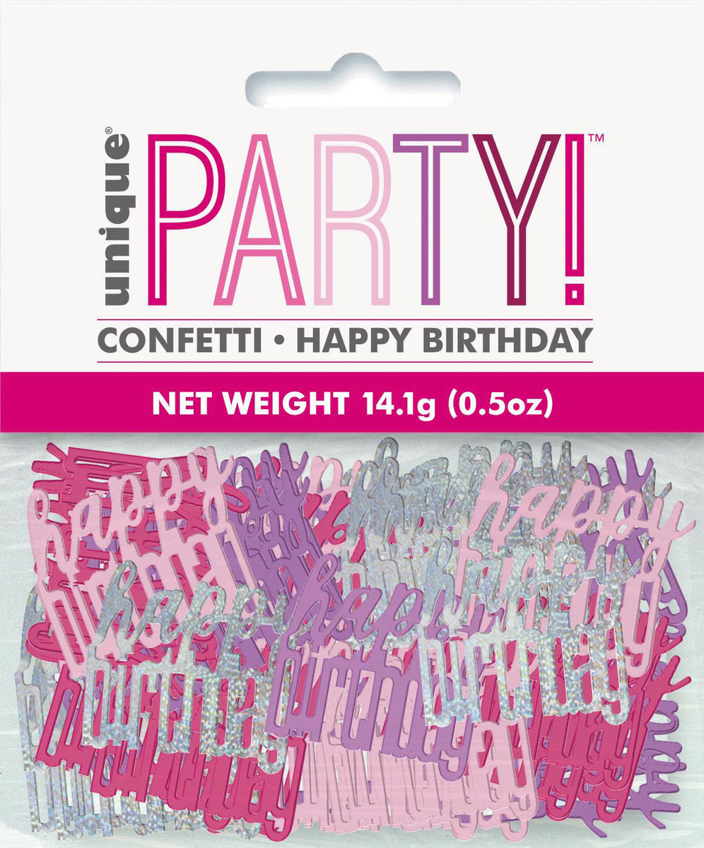 Pink & Silver Happy Birthday Confetti Scatter