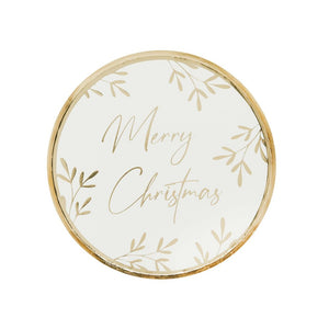 Festive Folklore White and Gold Christmas 23cm Paper Plates 8 Pack