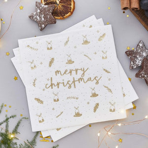 Core Christmas Gold 'Merry Christmas' Lunch Napkins