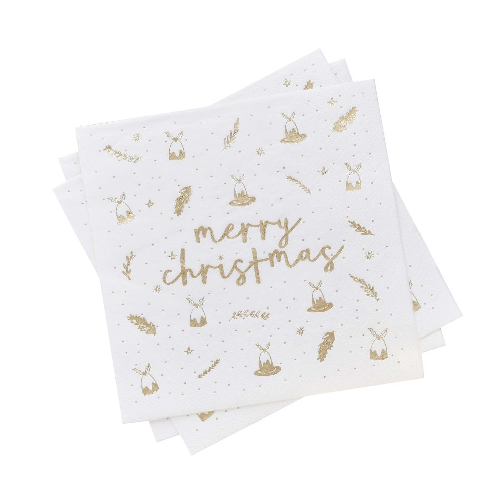 Core Christmas Gold 'Merry Christmas' Lunch Napkins
