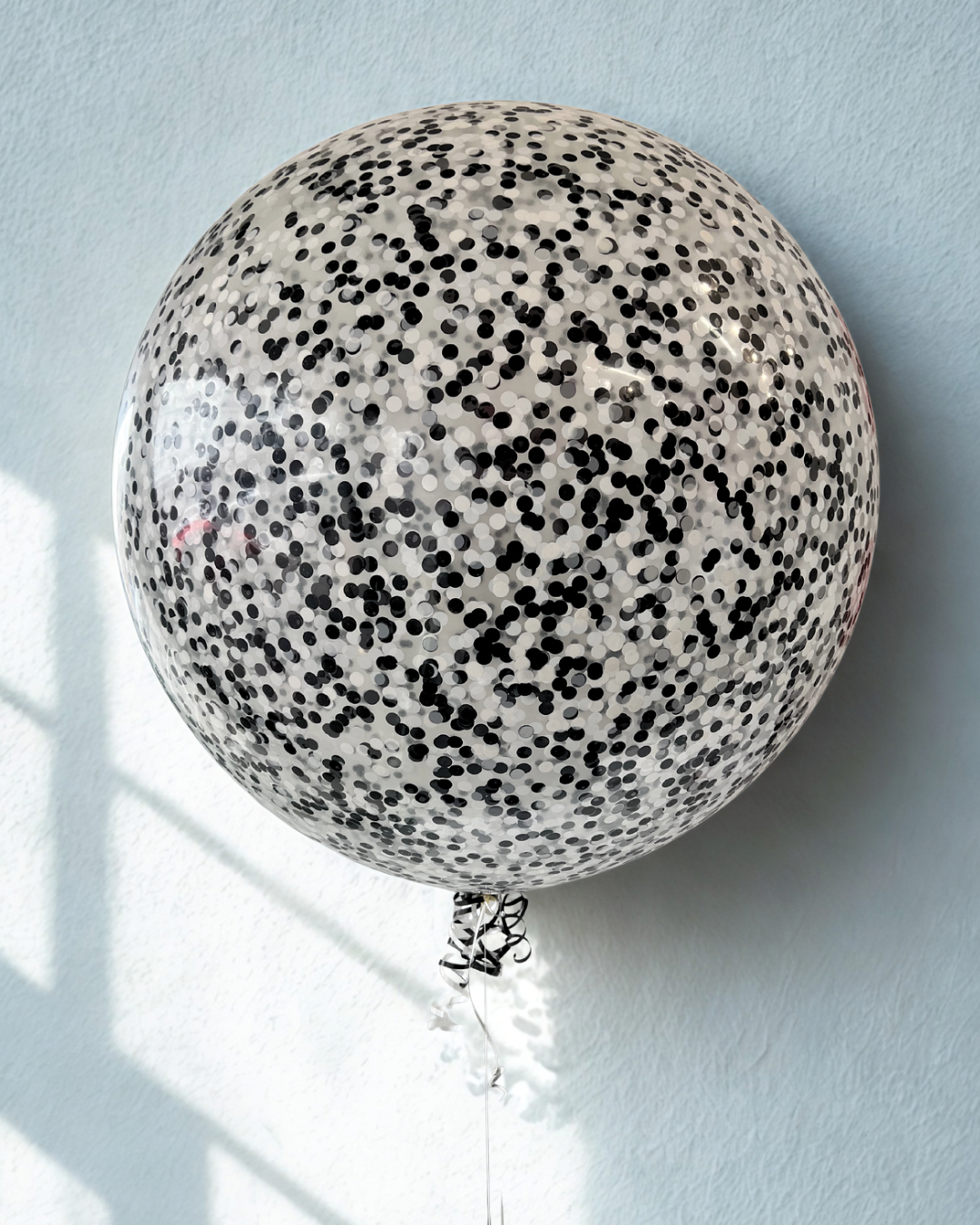 Black & White 60cm Confetti Helium Balloon On Weight