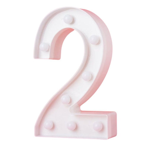 LED Light Up Number 2 White 22cm - Party Affair