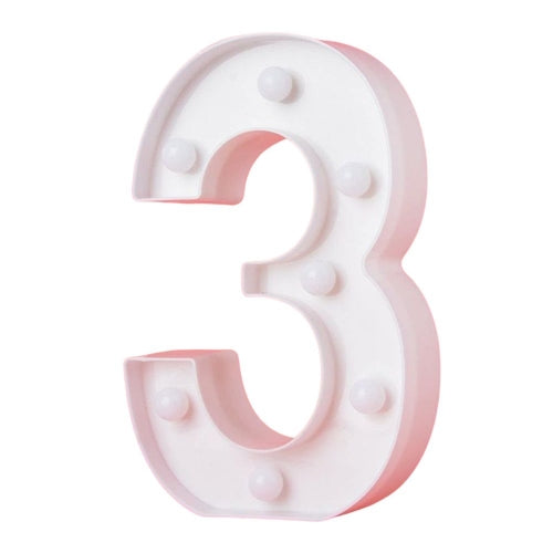 LED Light Up Number 3 White 22cm - Party Affair