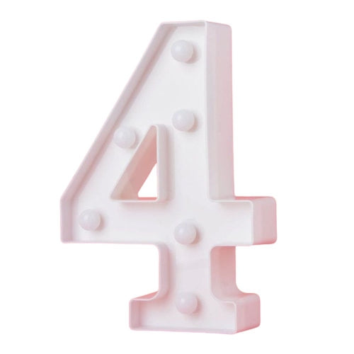LED Light Up Number 4 White 22cm - Party Affair