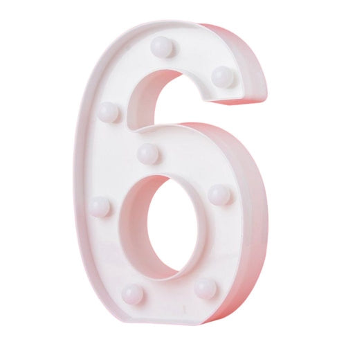 LED Light Up Number 6 White 22cm - Party Affair