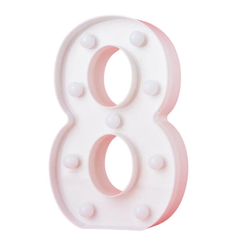 LED Light Up Number 8 White 22cm - Party Affair