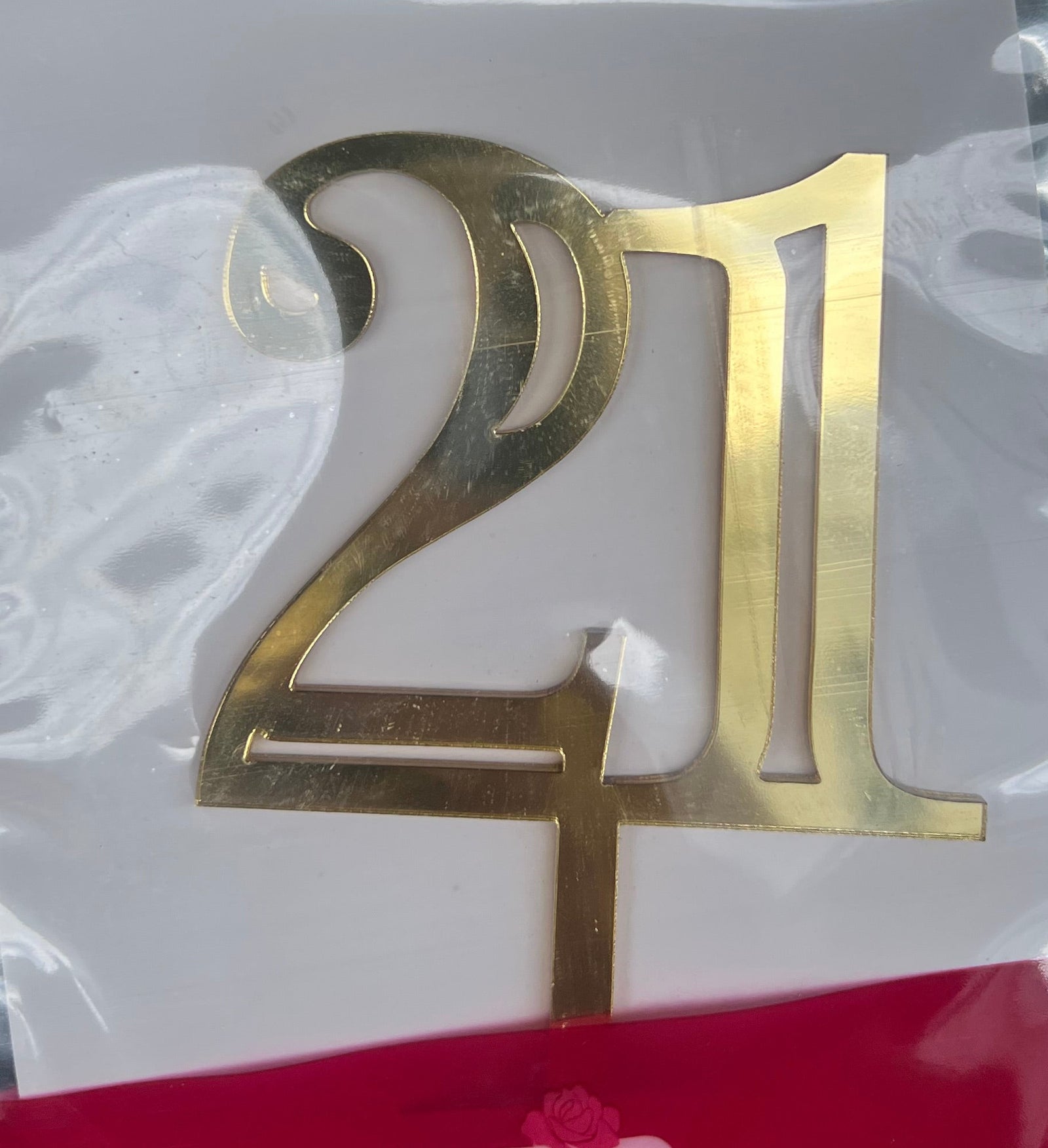 21 Gold Mirrored Acrylic Cake Topper